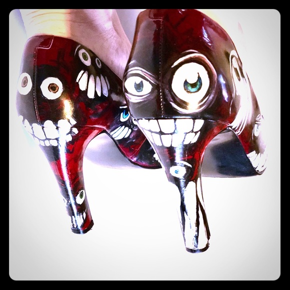 Kristina Runne artist/fashion designer Shoes - One of a kind “Monster Glam” hand painted pump